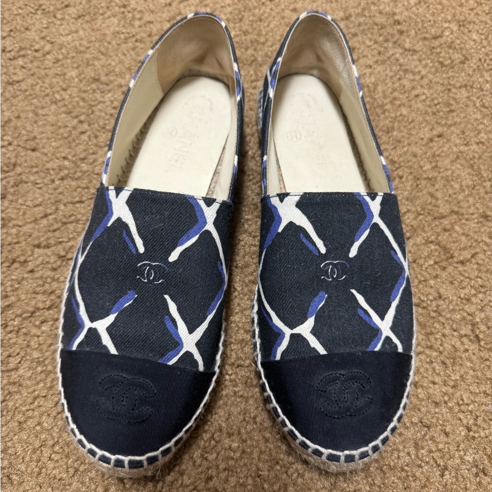 CHANEL Black and White Espadrilles